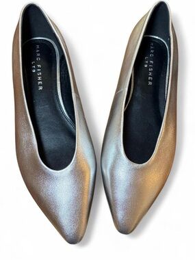 Marc Fisher LTD Gunner Metallic Silver Pointed Ballet Flats